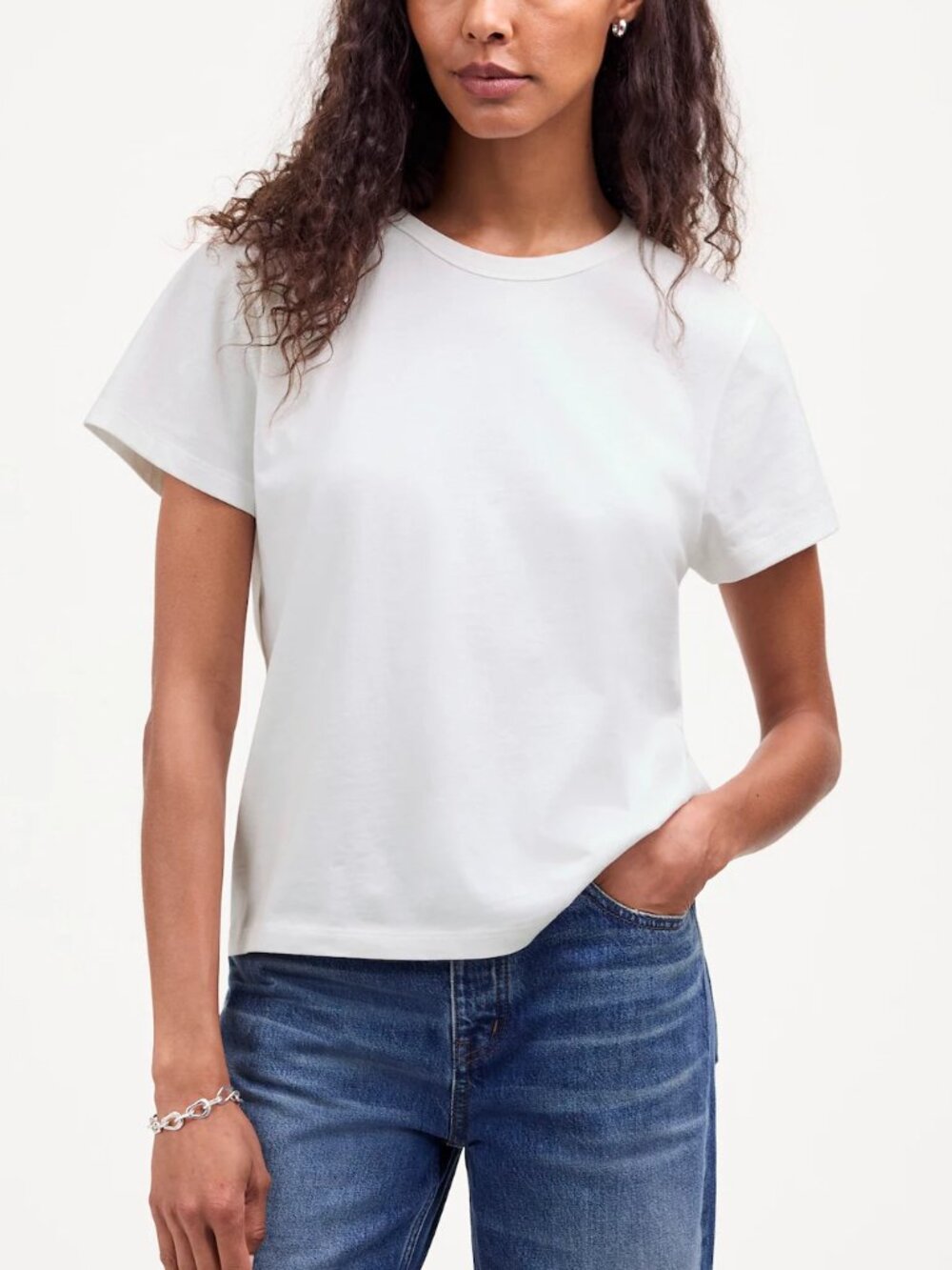 Madewell Perfect Crewneck Short Sleeve Tee Cotton Jersey White Size XL NWT